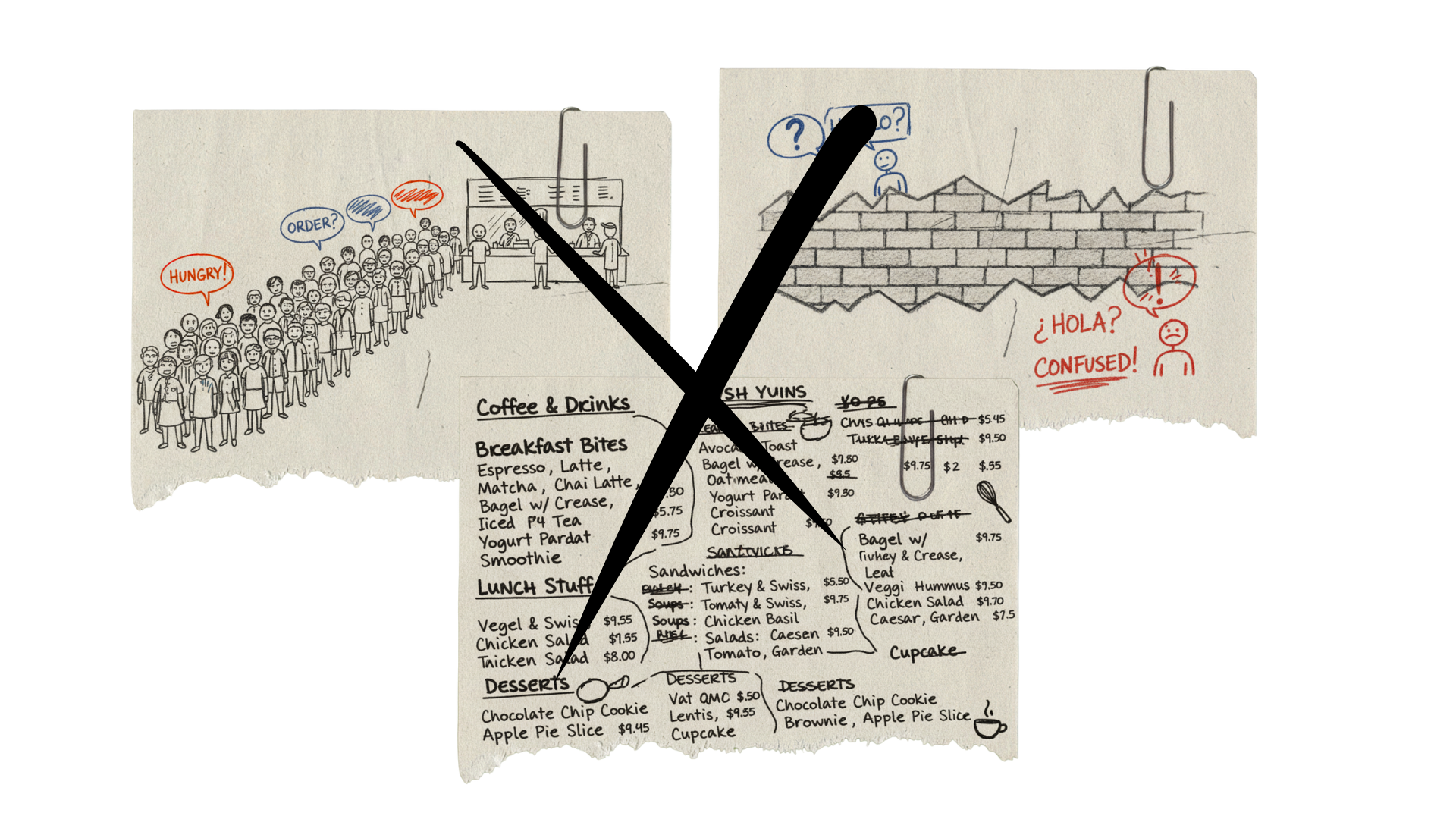 Traditional ordering problems - long queues, confusing menus, and language barriers